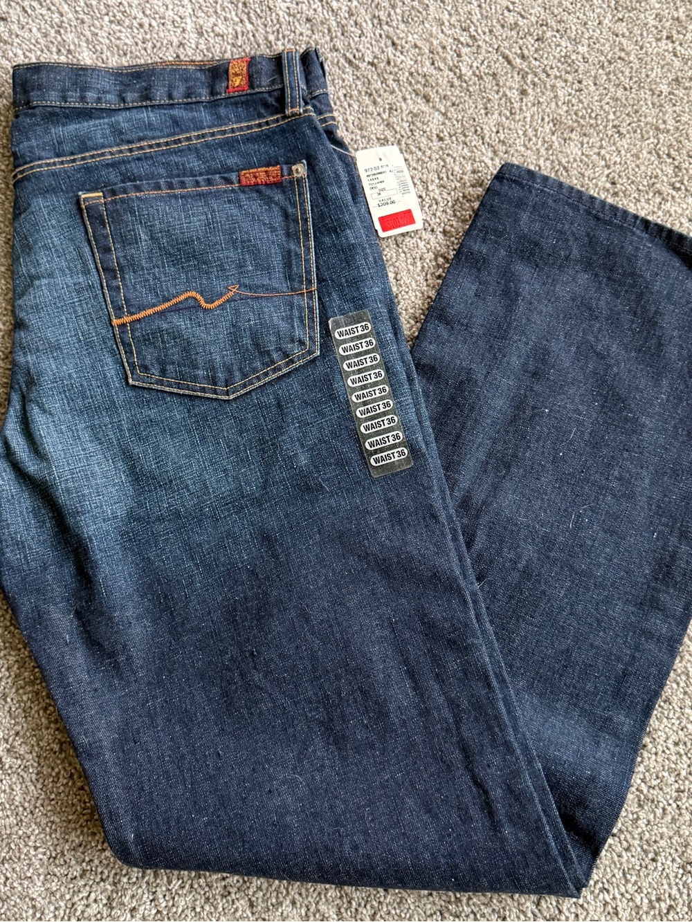VTG 7 For All Mankind Relaxed Jeans 36x34 Dark Wash Button Fly Jeans